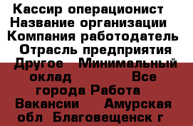 Кассир-операционист › Название организации ­ Компания-работодатель › Отрасль предприятия ­ Другое › Минимальный оклад ­ 15 000 - Все города Работа » Вакансии   . Амурская обл.,Благовещенск г.